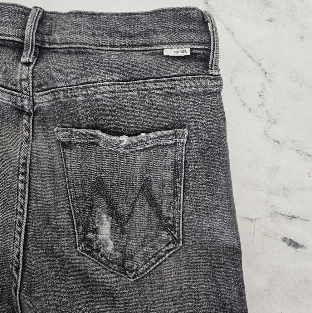 MOTHER Mid Rise Dazzler‎ Ankle Straight Leg Black Distressed Jeans 27 Preowned - Picture 8 of 11